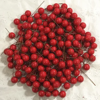10/50/100ks Red Berry Umelé Vianočné Dekorácie Simulácia Holly Loptu Ornament Falošné Pena Ovocie Pre Veniec DIY Domova