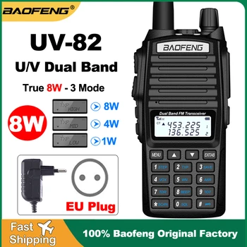 100% Originálne BaoFeng UV-82 Reálne 8W Prenosné Walkie Talkie Vysielač 10KM Dual PTT Pásmo VHF UHF Amatérske 2 Spôsob Ham Rádia UV-5R