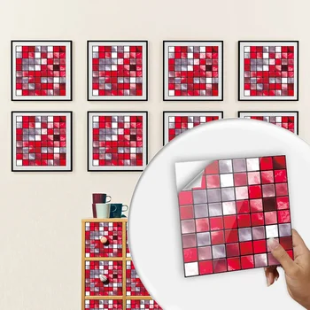 10pcs Severská červená Mozaiky crystal pevný kus simulácia dlaždice vložiť domáce dekorácie kuchyňa a kúpeľňa samolepiace stenu prilepiť