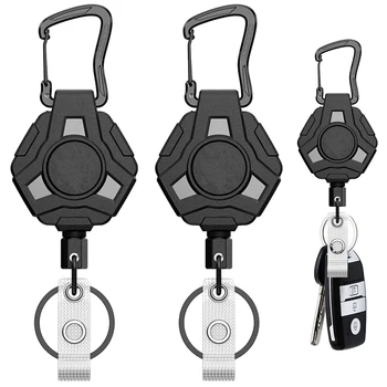 2 ks Multifunkčné Oceľové Kábel ID Odznak Držiak na Opasok Praktická Karabína ABS Valcoch Stiahnuteľné aplikácie Keychain Vonkajšie Ťažkých
