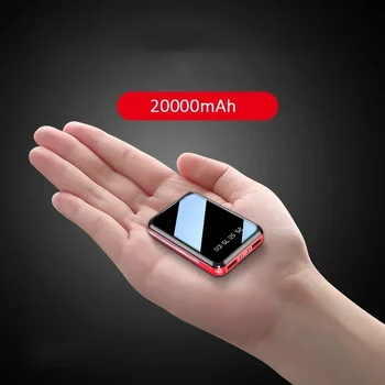 20000mAh Mini Power Bank Zrkadlo Obrazovky LED Digitálny Displej Externé Batérie camping Prenosné Powerbank doprava zadarmo