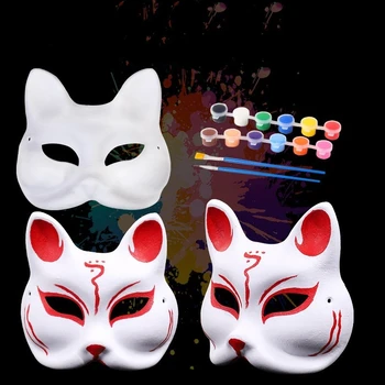 2023 Anime Halloween Líšky Maska Japonský Cosplay Rave Ručne Maľované Anime Démon Vrah Polovicu Tváre Mačka Masky Festival Strany Rekvizity