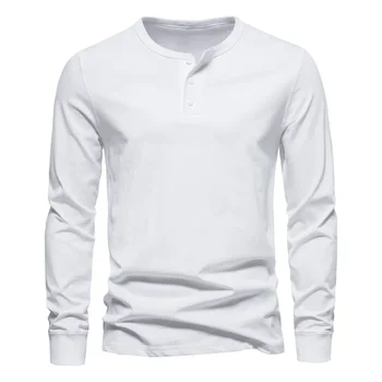 2023 Jeseň/Zima Novej pánskej Módy Dlhé Rukávy T-shirt Pevné Bežné Spodné Tričko