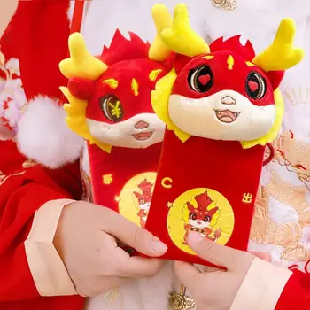 2024 Dragon Rok Maskot Požehnanie Šťastie Peňaženky Čínsky Nový Rok Detí, Červená Paketové Mince Kabelku Červené Obálky Plyšové Hračky Darček Taška