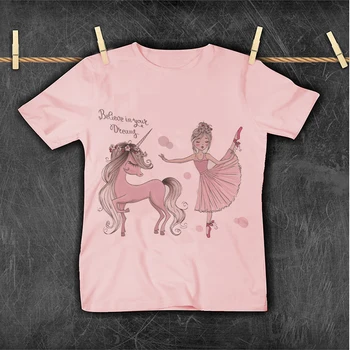 24M 5 6 7 8 9 Rokov Jednorožec Dievčatá T-Shirt Chlapcov Krátke Sleeve Tee Topy Deti Cartoon Tlač Oblečenie Detí, Narodeniny, Party oblečenie