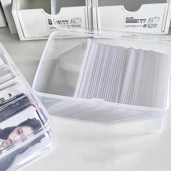 3 Palcový Photocards Úložný Box Priehľadný Nálepky Kórea Idol Držiteľa Karty Stôl Skladovanie Organizátor Klasifikácia Box Kancelárske Potreby