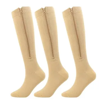 3 Páry Zips Kompresné Ponožky pre Ženy, Mužov Uzavreté Prst Podporu Ponožka na Kŕčové Žily, Opuchy Kompresné Ponožky so Zipsom