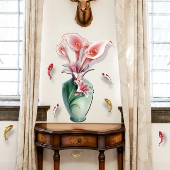 3D Závod Váza Kvet Samolepky na Stenu Kreatívne HOBBY Domova Estetické Umenie Obtlačky Obývacia Izba Kuchyňa Spálňa Tapety
