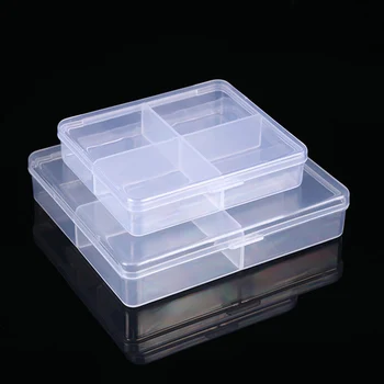 4 Mriežky, Mini Plastové Úložný Box Organizátor Šperky Prípade Boxy Kontajner Display Box Karty, Transparentné Okno