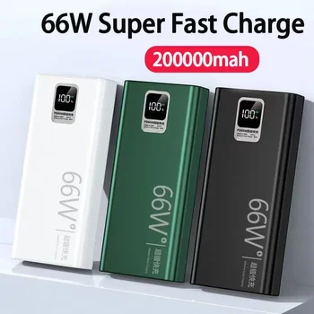 66W 200000Ah Digitálny Displej PowerBank Super Rýchle Nabíjanie Prenosných Power bank Externú Batériu Pre iPhone Huawei Samsung Xiao