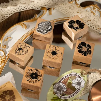 6packs/VEĽA Kvetinový Kmeňa séria drevených gumové pečiatky DIY pečiatok, tlačoviny scrapbooking štandardné pečiatka