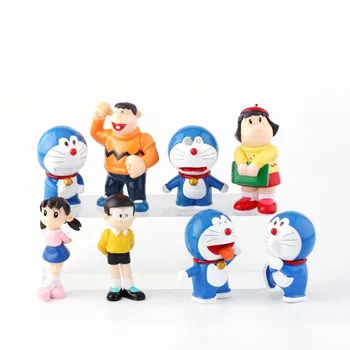 8pcs Kawaii Doraemon Jingle Mačka Mini Kawaii Zvierat Akčné Figúrky Model Kolekcie Bábika Zdobiť Socha Hračky Pre Deti Darček