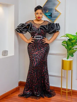 Africké Luxusné Flitrami Šaty Pre Ženy Diamanty Morská Víla Svadbu Večerné Party Šaty, Sexy Bodycon Ruched Spájať Elegantné Šaty