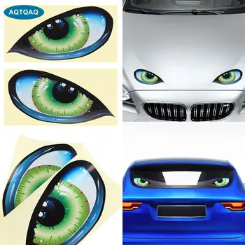 AQTQAQ 1Pair Auto Oko Nálepky Zábavnej 3D Stereo Mačka Oči Vzor Auto Nálepky, Lepiace Spätné Zrkadlo Odtlačkový