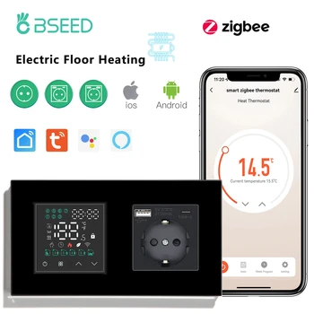 BSEED Zigbee Termostat LED Dotykový Displej Prepne Elektrické Podlahové Vykurovanie Miestnosti Alexa Regulátor Teploty Tuya App USB port