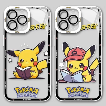 Cartoon Pokémon Pikachu obal pre Samsung Galaxy S22 S23 Ultra S21 S20 FE S10 Plus Poznámka: 20 10 9 A32 A52S A52 A72 Mäkké Jasné Kryt