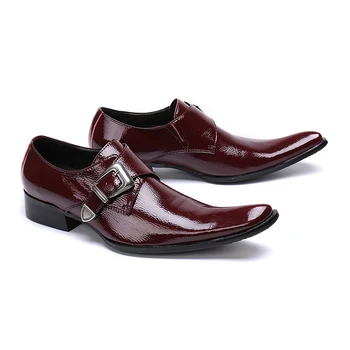 CH.KWOK Luxusnej talianskej pravej Kože Mužov Lesklý Oxford Topánky Pracky Štvorcové prst pánske Šaty Topánky kancelárie strany módne topánky