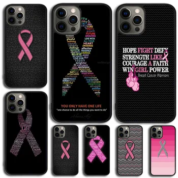 Dievčenskú Rakoviny Prsníka ružová Stuha Telefón puzdro Pre iPhone 15 14 SE XR XS 11 12 13 Mini Pro MAX 6 7 8 Plus