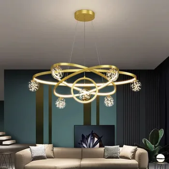 Domov obývacia izba dekorácie prsteň Prívesok Stropné svetlá jedáleň led Luster vnútorné osvetlenie závesné svietidlo lesk