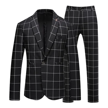 High-kvalitné (Sako + Nohavice) pánske British Štýle High-end Elegantné Business Casual Módy Jednoduché Slim Oblek Dvoch-dielny Oblek