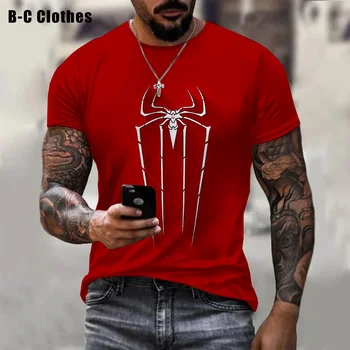 Horúce Letné Spider Náčrt 3D Tlač T-shirt Módne Červený Pavúk Bežné T-shirt pánske Športové Nadrozmerné-Krátke rukávy O-neck T-shirt