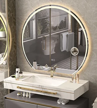 Inteligentný Masívneho Dreva Modernej Luxusnej Kúpeľni Skrinky a Umývadlo