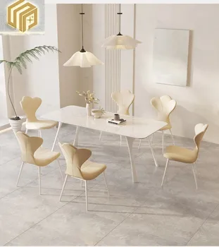 Jedáleň rock tanier jedálenský stôl Moderný jednoduchý Nordic štýl domácnosti obdĺžnikový jedálenský stôl Svetlo luxusné domáce stravovanie