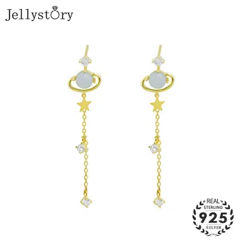 Jellystory módne 925 sterling silver šperky s päť-bod star tvarované zirkón drop náušnice jemné šperky pre ženy svadbu