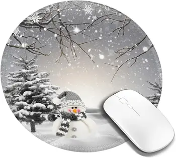Kolo Podložka pod Myš Zimné Roztomilý Snehuliak Snowflake Scény Osobné Gaming Mouse Mat Non-Slip Mousepad na Notebook Domov 7.9x7.9 Palec