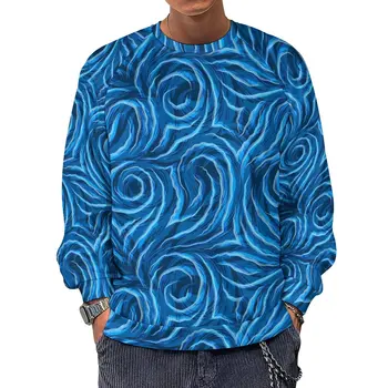 Modrá Krivka Tlač Essentials Hoodies Zimné Vlnoviek Vrchné Oblečenie, Mikiny Mužov Hip Hop Grafické Nadrozmerná Hoodie