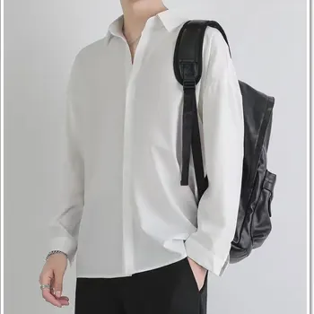 Muži Kórejský Módne Dlhý Rukáv Košele Smart Business Sociálne Formálne Šaty, Košele Kvalitnej Bavlny Pevné Slim Fit Chlapci Streetwear