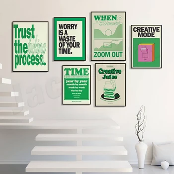 Myslíte, že v procese, vytvoriť originality, preskúmať umenia, C je pre kreatívne steny tlač, zelené retro inšpiratívne plagát