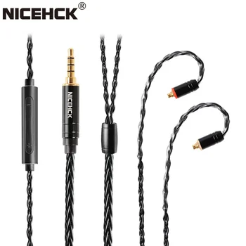 NiceHCK BlackWheat 8 Jadro Striebra, Pozlátený Medený Kábel Mikrofónu MMCX/QDC/0.78 2Pin S Mic pre DB1 DB3 AS10 EDX CA4 C12