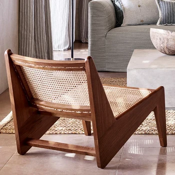 Nordic wabi-sabi štýl ratan umenie voľný čas stoličky, ratan stoličky vonkajší balkón, obývacia izba strane stoličky z masívu Japonský dizajnér