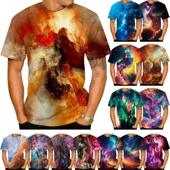 Nové Módne Vesmír, Priestor Mraky Art 3D Tlač T-shirt pánske a dámske Farby Hmlovina Tlač Okrúhlym Výstrihom, Krátke rukávy