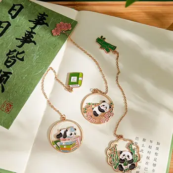 Nádherné Cartoon Panda Záložku Zábavné Bambusových Listov Strapec Prívesok Retro Book Klip Kovové Celkové Počty Strán Známky Čínsky Štýl Záložku