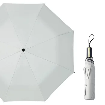 Ochrana Proti Slnku Ženy Muži Dážď Dáždnik 3 Skladacie Vetru Módne Jednoduché Business Travel Parasol Žena Rainproof Biela Ružová