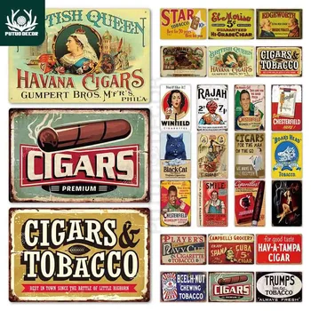 Putuo Dekor Cigary Znamení Kovu Doska Vintage Tin Znamenie, Tabak, Kovové Prihlásiť Steny Výzdoba pre Cigar Shop Plechu Steny Výzdoba