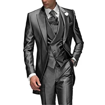 Pánske Oblek 3 Kusy Business Voľný čas Slim Kovanie Vhodné Pre Svadby, Bankety Tuxedos Vyhovuje Bunda Vesta S Nohavice