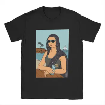 Pánske T-Shirt Mona Lisa Letné Módy Čistej Bavlny Tee Tričko Krátky Rukáv T Shirt Kolo Krku Šaty Plus Veľkosť