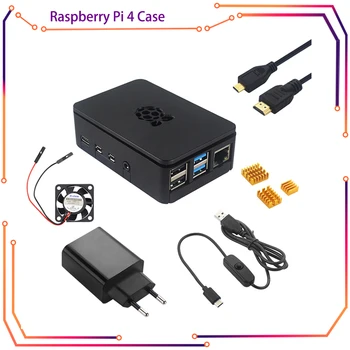 Raspberry Pi 4 Prípade Plastová Škrupina ABS Kryt Box s Chladiaci Ventilátor Chladiča Napájacieho Adaptéra Karty HDMI Kábel pre RPI160
