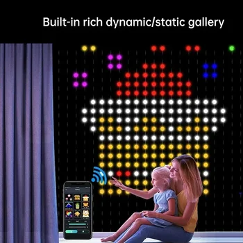 RGB LED Bluetooth Ovládanie Opony Svetiel Smart Opony String Svetlo App DIY Obrázok, Text Led Displej Smart LED RGB String Svetlo