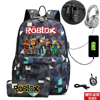 ROBLOX Batoh Anti Theft USB Nabíjanie Batoh Nepremokavé Ženy Muži Školské tašky Dospievajúcich Dievčat, Chlapcov, Cestovné Tašky