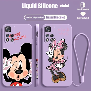 Ružová Mickey Minnie Mouse Pre Xiao Redmi Poznámka 12 11T 11S 11E 10 10 10 ton 9S 9T 8 Pro Plus Lite Kvapaliny Vľavo Lano Telefón Prípade