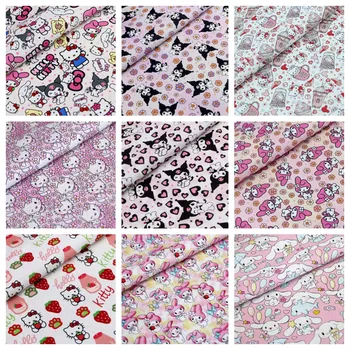 Sanrio Hello Kitty Kuromi Melódie 100 Bavlnená Tkanina pre DIY Patchwork Textilné Tissu Domáce Oblečenie Šiť Vyšívanie Materiál