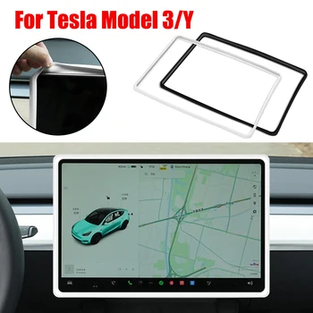 Screen Protector Pre Tesla Model 3 Y Auto Hráč Rim Zahŕňa Silikónové Navigačné Rádio Audio Rám Okraji Stráže Auto Príslušenstvo