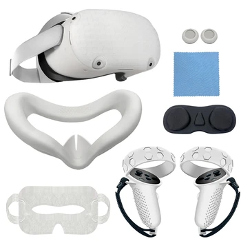 Silikónový Ochranný Kryt púzdro Pre Oculus Quest 2 VR Headset bočný Kryt Oko Pad Rukoväť VR Príslušenstvo