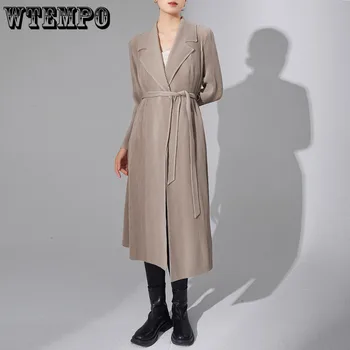 Skladaný Kabát pre Ženy Voľné Kovanie Farby Golier Zákopy Srsti pre Ženy Zimné Oblečenie