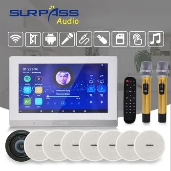 Smart Home Theater 7 Palcový Android 5.1 WiFi, BT Stenu Zosilňovač s Mikrofóny, HiFi Stereo Stropné Reproduktory Set pre Obývacia Izba