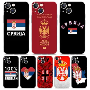 Srbsko Vlajka Luxusný Transparentný Telefón puzdro Pre iPhone 15 14 13 12 11 Pro Max XS X XR SE 7 8 Plus TPU Jasný Objektív Kryt Chrániť